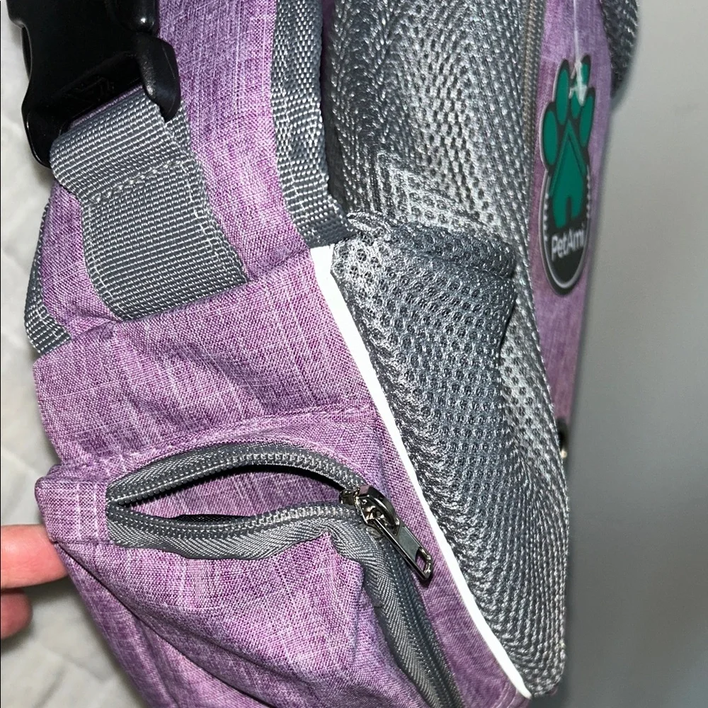 Gray and Purple Dog Carrier Sling